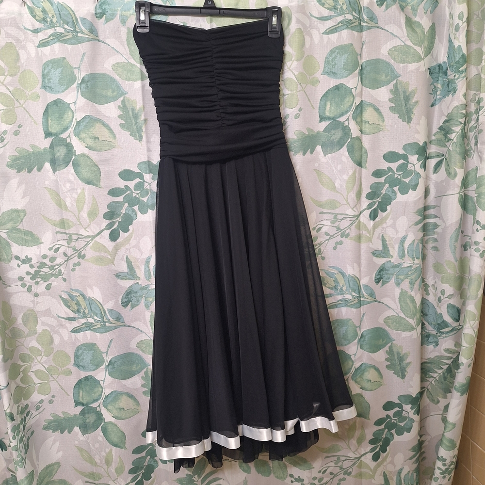 My Michelle Strapless Black Dress with White Trim